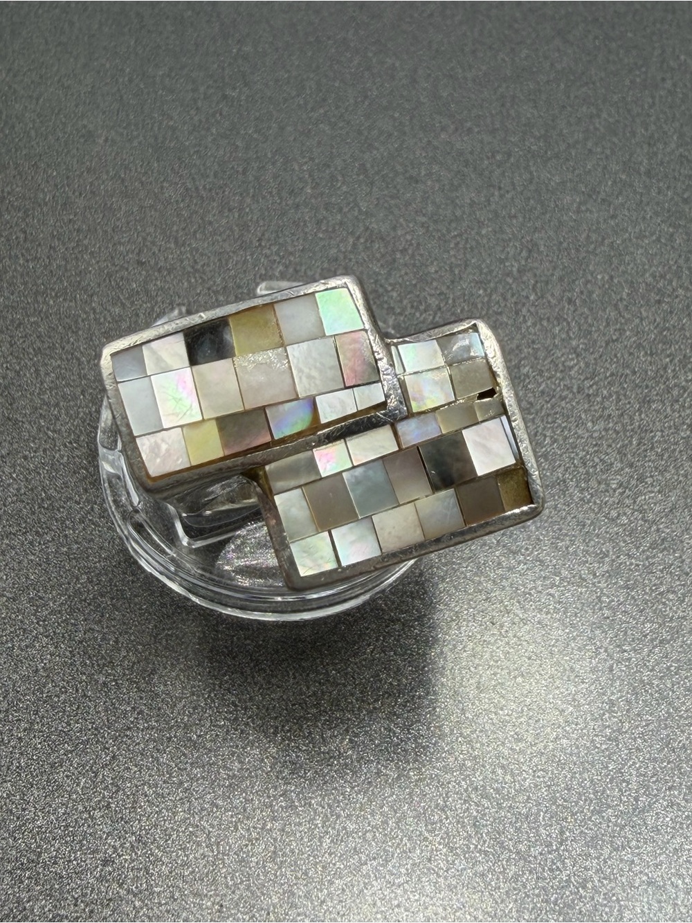 Vintage Sterling Silver Abalone Shell ring #13STR